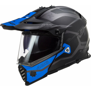 LS2 Helmet MX436 Pioneer Evo Cobra Black Grey Blue Matt, Full Faced