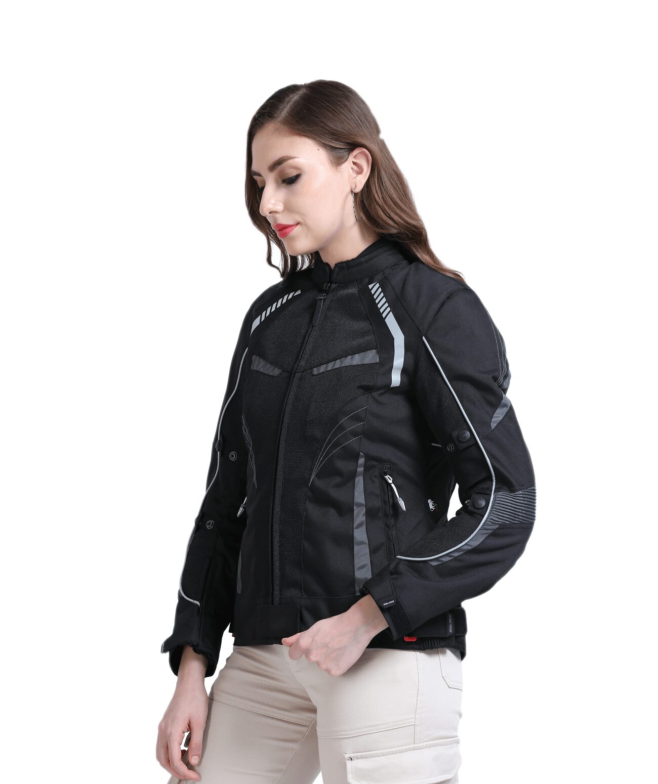 SOLACE Female Riding Jacket Asmi V3 Black Grey