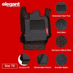 Elegant Star 7D Car Floor/Foot/Mat Compatible with Skoda Karoq | Black & Red, Black & White