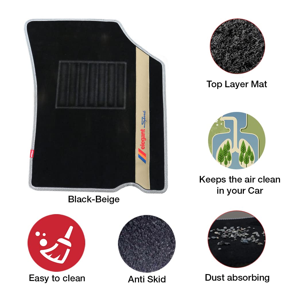 Elegant Sports Custom Fit Car Mat Compatible with Fiat Punto | Available in 5 colors Black, Beige, Tan & Brown