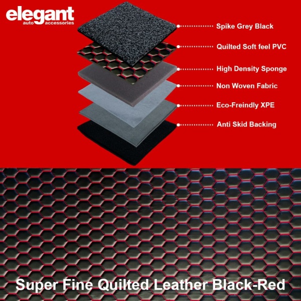 Elegant Star 7D Car Floor/Foot/Mat Compatible with Skoda Superb 2016 Onwards | Black & Red, Black & White