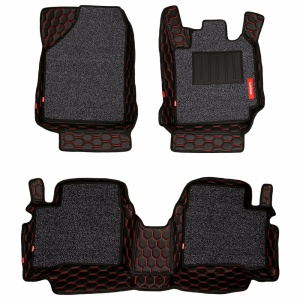 Elegant Star 7D Car Floor/Foot/Mat Compatible with Renault Duster | Black & Red, Black & White