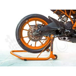GRAND PITSTOP Rear Paddock Stand with Swing Arm Rest - Non Dismantlable Orange