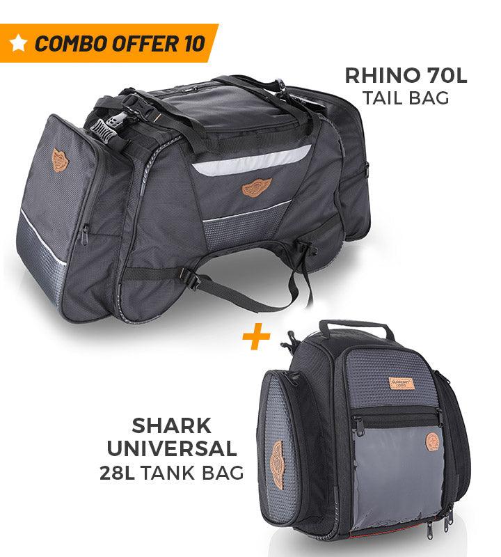 GUARDIAN GEARS Combo 10: Rhino 70L Tail Bag + Shark Universal 28L Tank Bag