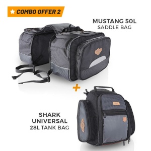GUARDIAN GEARS Combo 2: Mustang 50L Saddle Bag + Shark Universal 28L Tank Bag