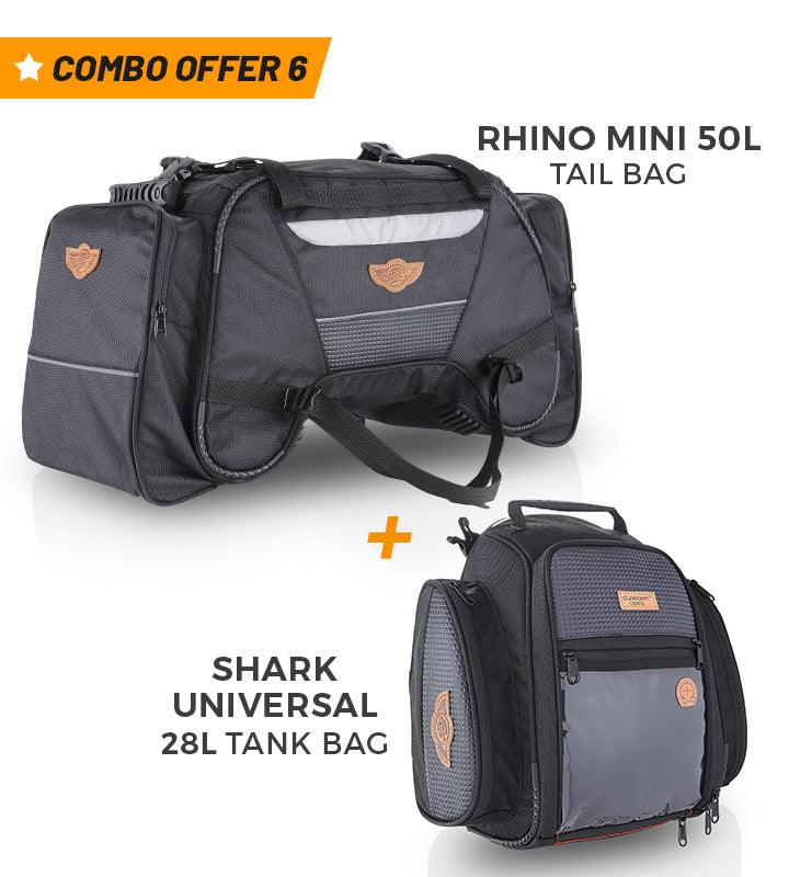 GUARDIAN GEARS Combo 6 Rhino Mini 50L Tail Bag + Shark Universal 28L Tank Bag