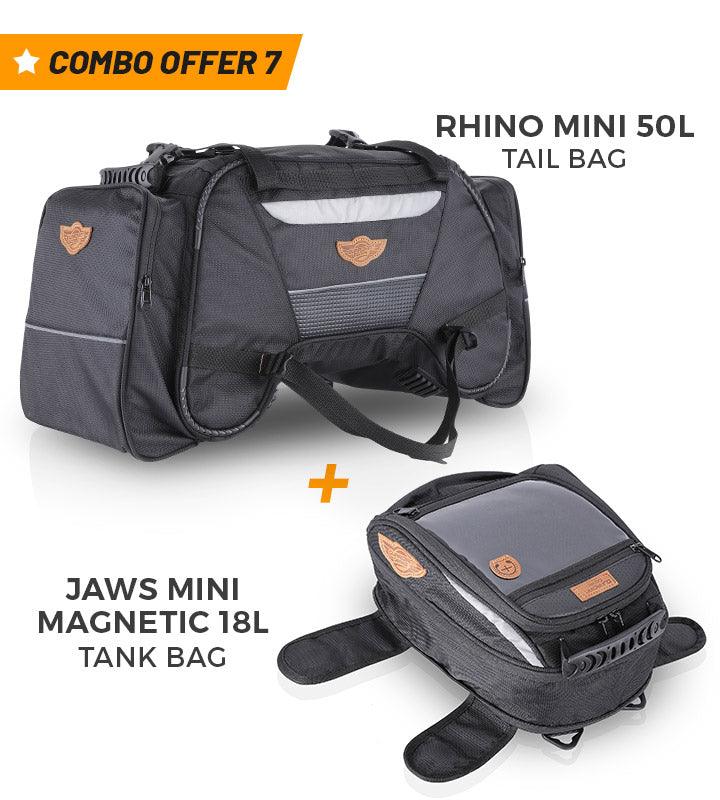 GUARDIAN GEARS Combo 7: Rhino Mini 50L Tail Bag + Jaws Mini Magnetic 18L Tank Bag