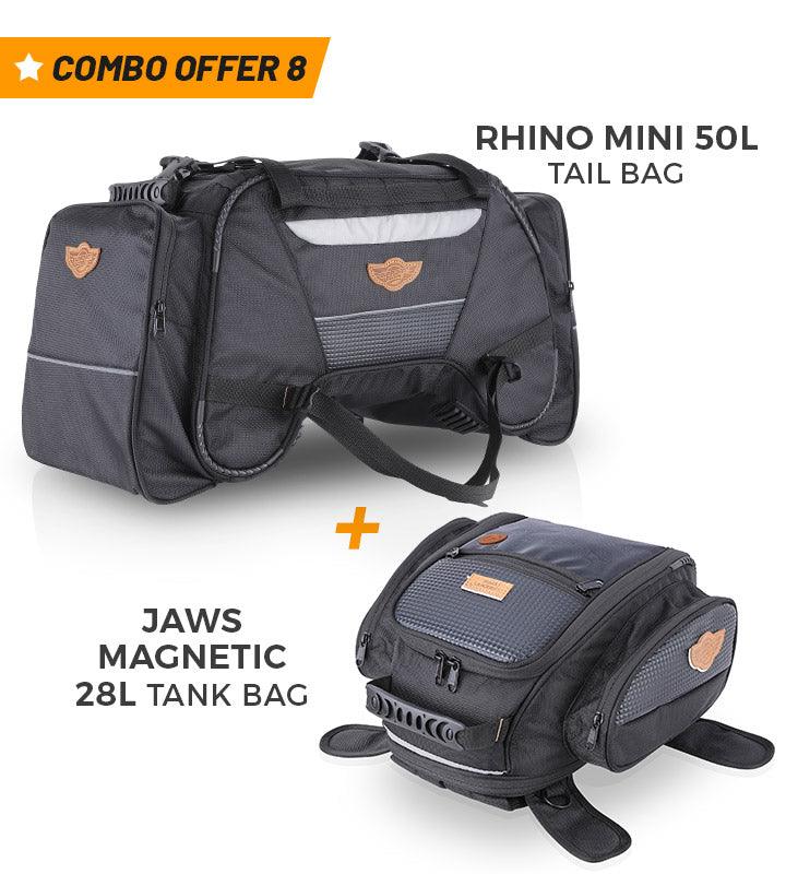 GUARDIAN GEARS Combo 8: Rhino Mini 50L Tail Bag + Jaws Magnetic 28L Tank Bag
