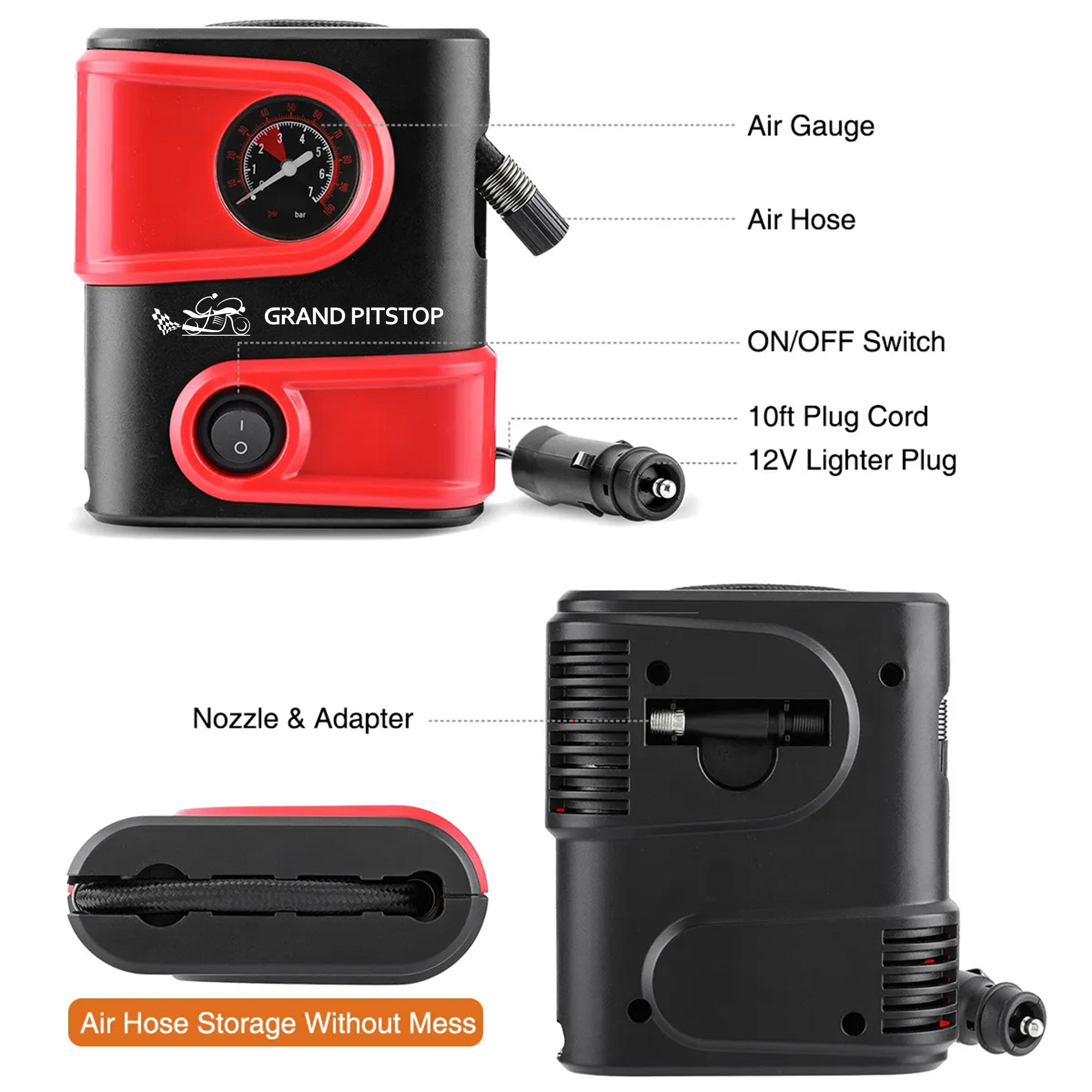 GPS Tyre Inflator Red