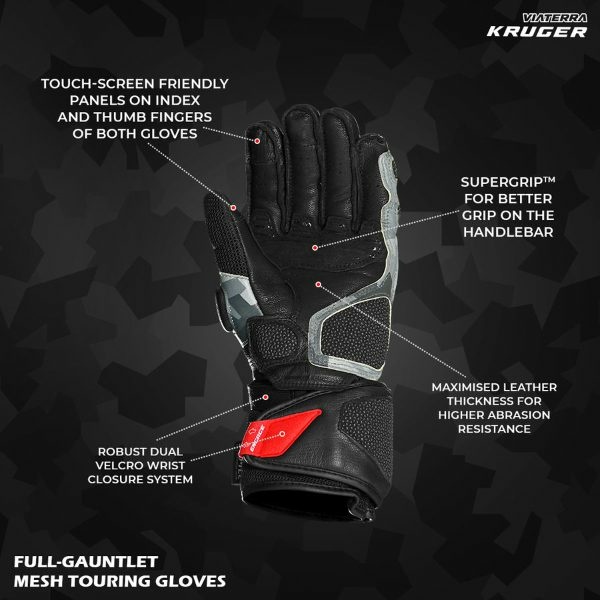 VIATERRA Riding Gloves Kruger | Grey Camo
